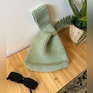 [Light Green] Hand-Crocheted Purse | Mosu Bag | Japanese Knot Bag